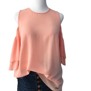 Steve Madden shoulderless blouse top soft peach size Large